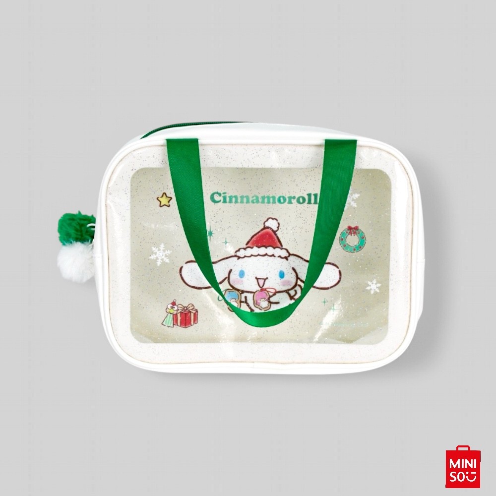 Bolsa de Mão Cinnamoroll Natal Miniso – Necessaire com Zíper à Prova d’Água e Design Sanrio Exclusivo