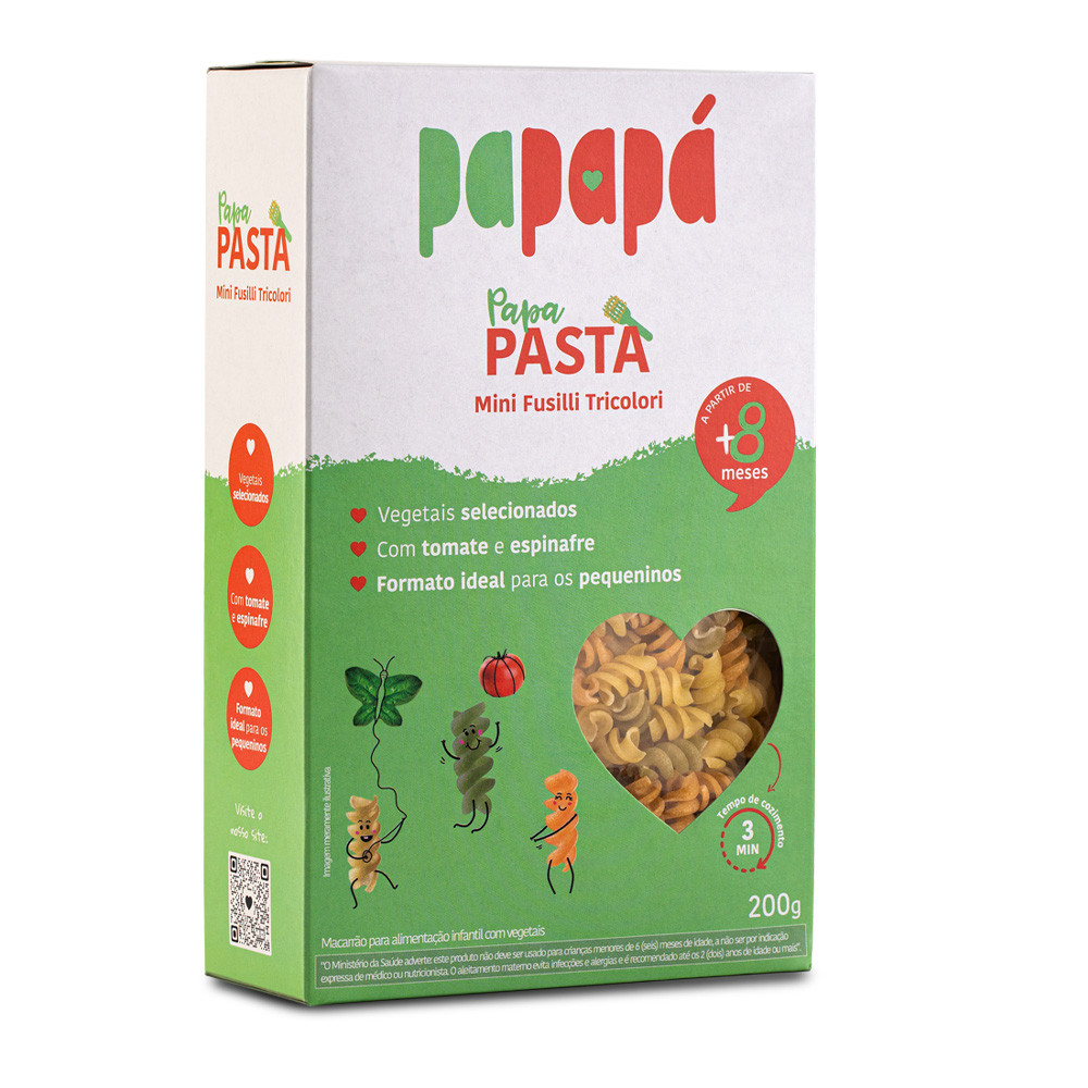 Macarrão para bebe papapa tomate e espinafre Natural 200g