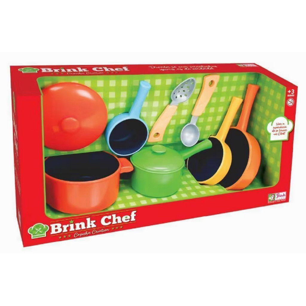 Brinquedo Panelinhas Cozinha Kit Brink Chef 09 Peças