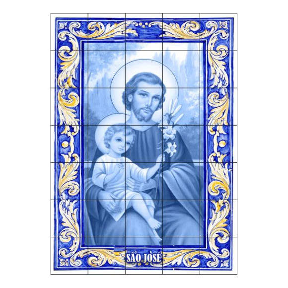 Quadro Decorativo Imagem De São José Azulejo Est. Portugues