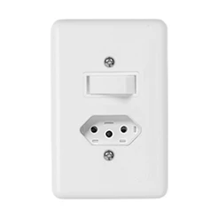 Interruptor Simples 250V e Tomada Fixa 250V Ilumi