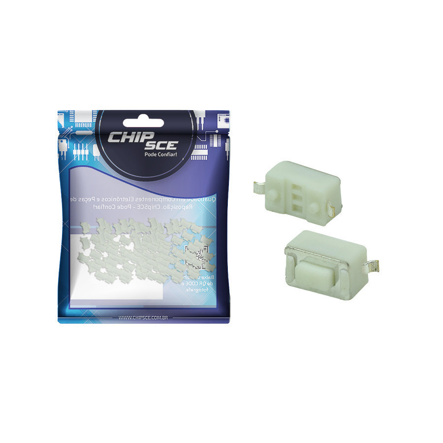 50x Chave Táctil Smd 2,5 x 2 x 2 mm 2 Terminais - 180ºGraus