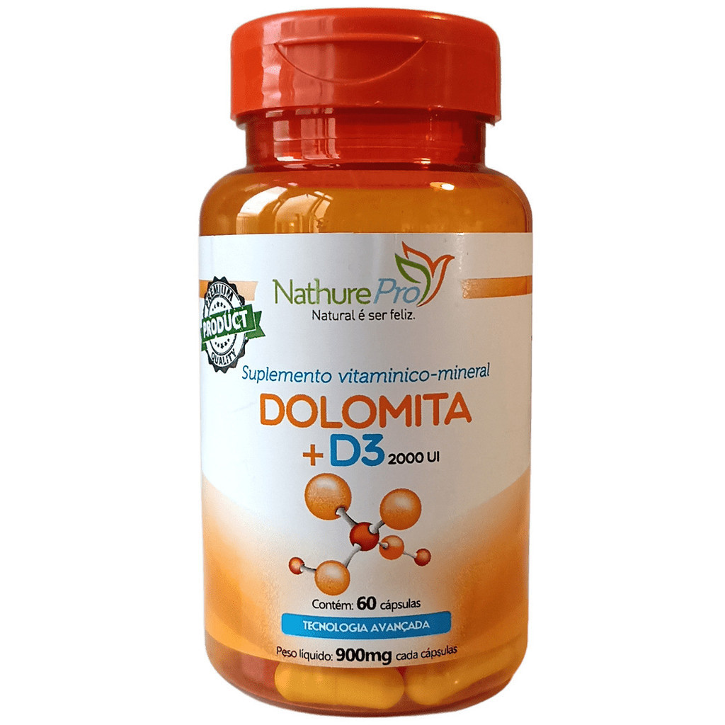 Dolomita + D3 60 Cápsulas 900mg - PRONTA ENTREGA!!