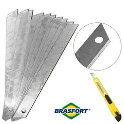 Kit Jogo De Lâminas Para Estilete 9mm Com 10 Unidades Super Resistente - Prático Artesanato Trabalho