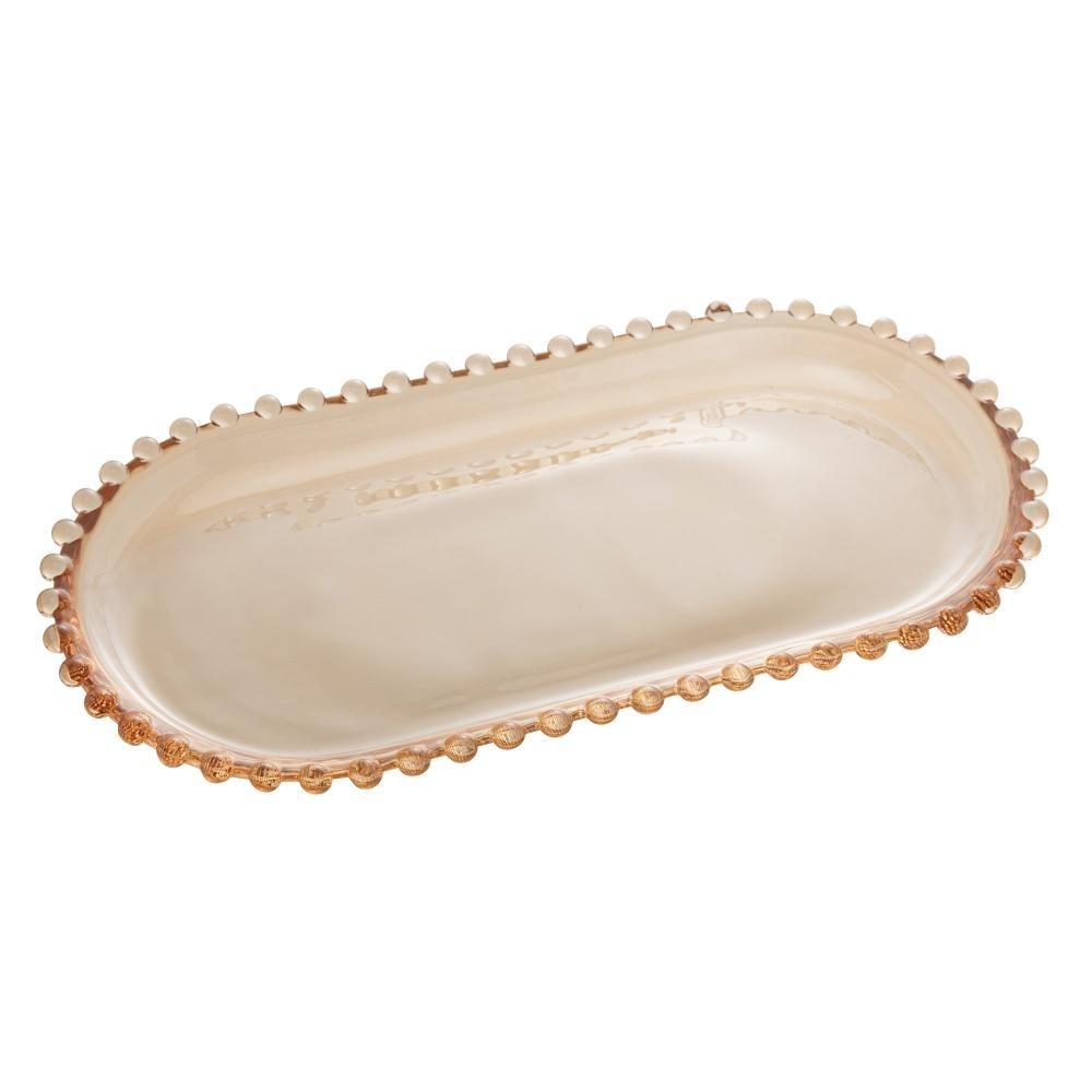 Travessa Oval Wolff Pearl de Cristal Âmbar 30cm x 15cm x 2cm em Oferta na Shopee