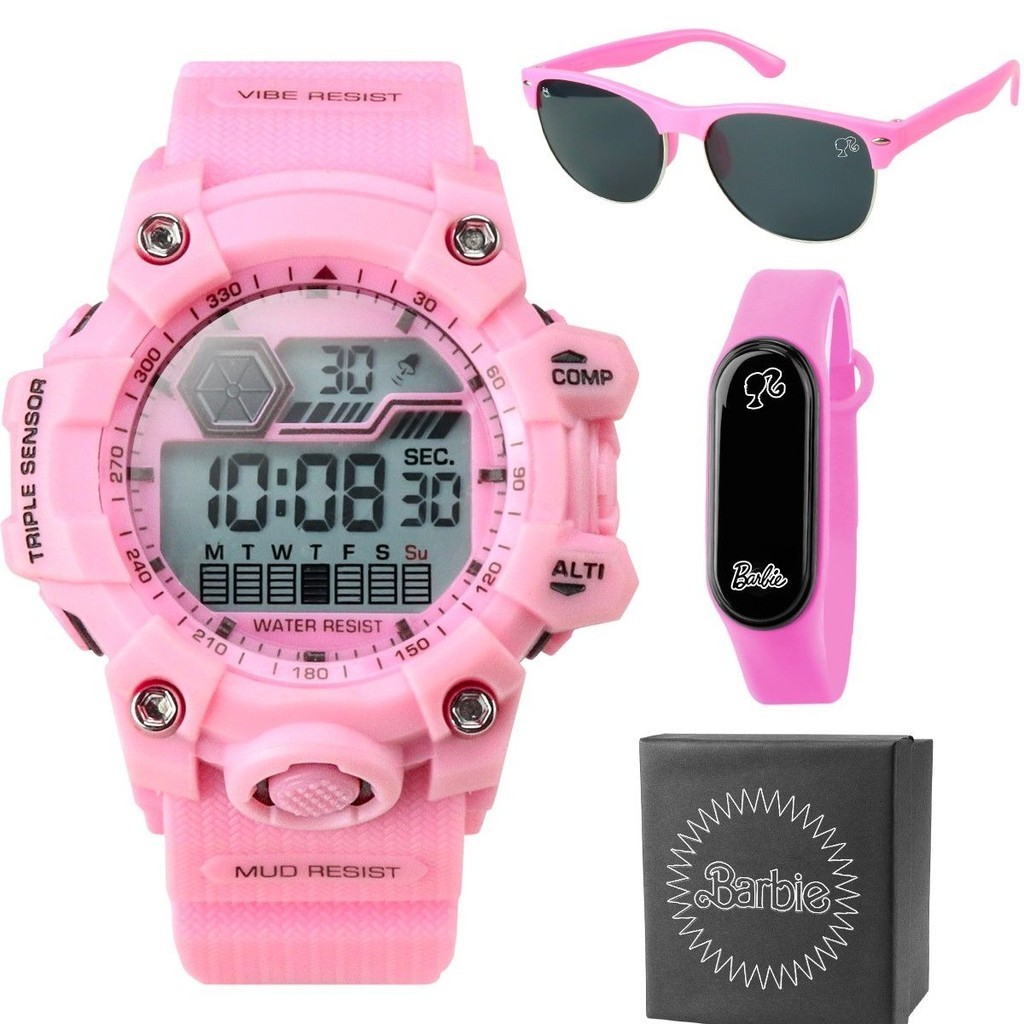 Relogio digital prova dagua infantil + oculos sol original silicone presente criança adolescente