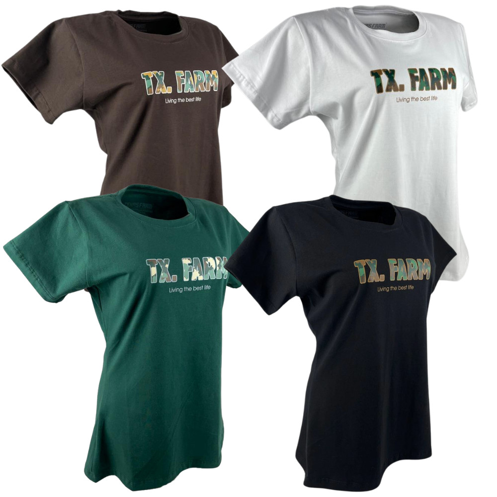 Camiseta Feminina Texas Farm Baby Look Living The Best Life Ref. Cf245