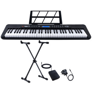 Kit Teclado Digital Kobe KB-300 5/8 61 Teclas c/ Sensibilidade ao Toque Pedal Sustain Suporte em X
