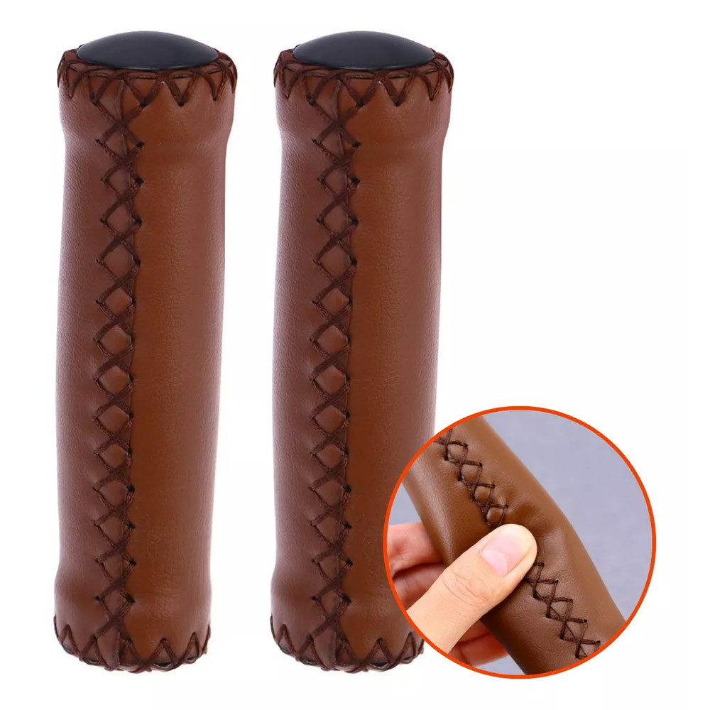 Manopla Bike Retrô Vintage Couro Marrom Costurada Elleven em Oferta na Shopee