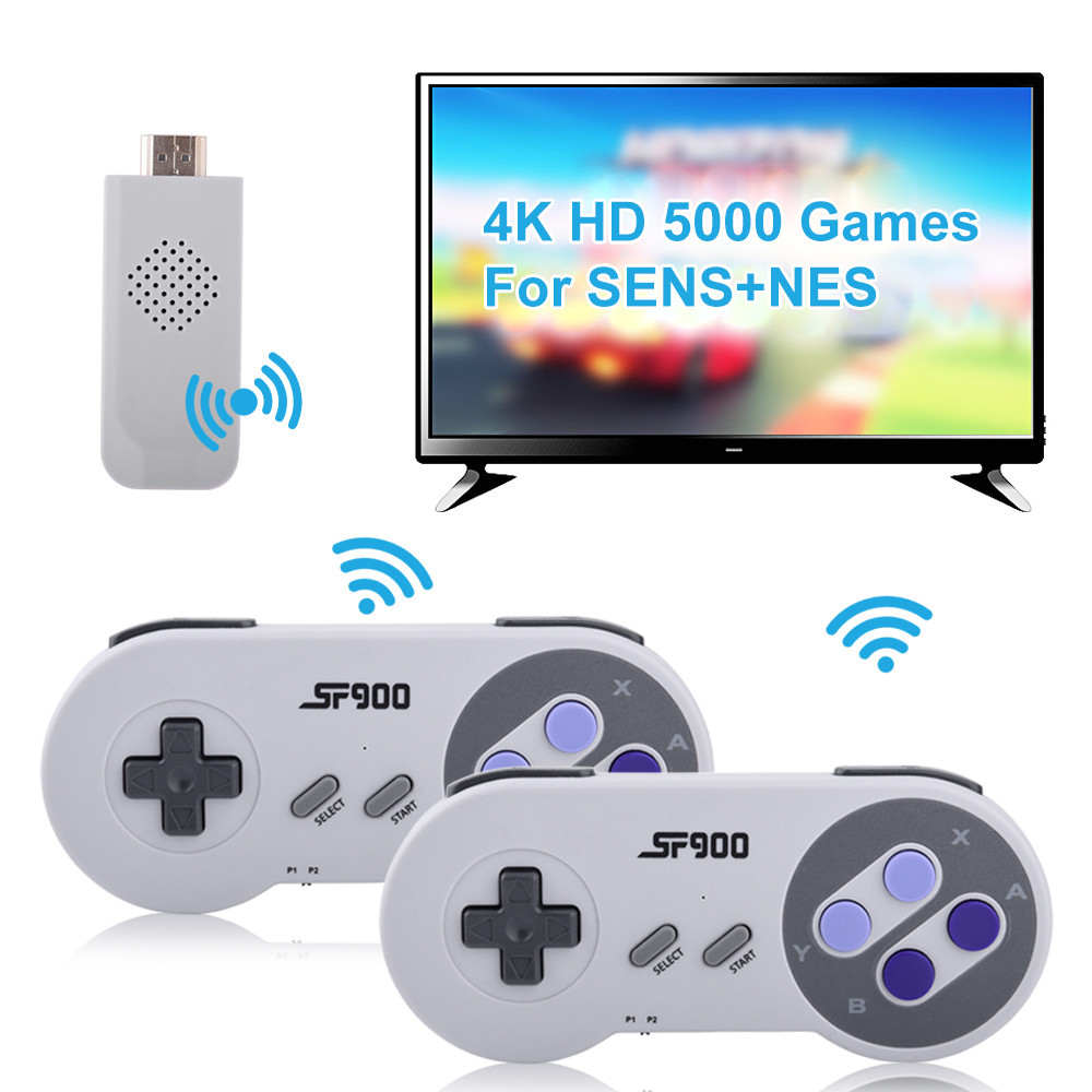 Console de Videogame Retro em HD com Controle Gamepad Sem Fio SNES/NES, SF900 com 5000 Jogos de 16 Bits