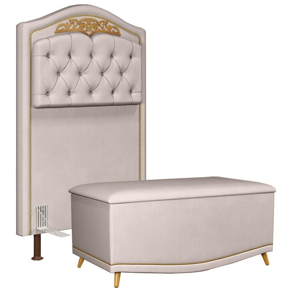 Cabeceira Cama Box Solteiro 90cm Com Calçadeira Baú Imperial J02 Veludo Bege - Mpozenato em Oferta na Shopee