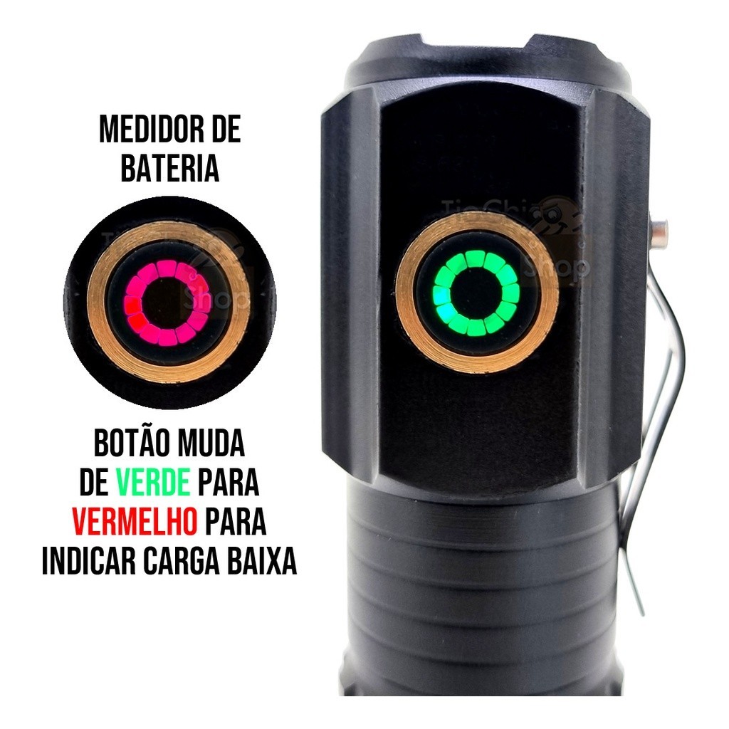 Alta qualidade Mini Lanterna Edc Tática 3 P35 Leds Recarregável Usb C/ Imã PRONTA ENTREGA