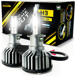 Kit Par Lampada Automotiva Ultra Led Extreme Cut 6000K 4400 Lúmens Encaixe H3 Code