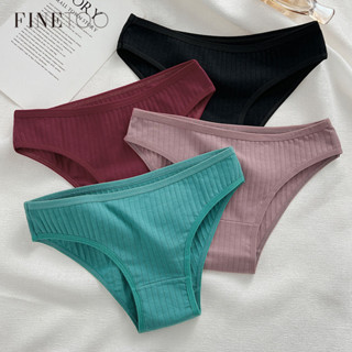 Finetooo Calcinha De Algodão Para Mulheres Feminina M-XL Cor Sólida Intimates