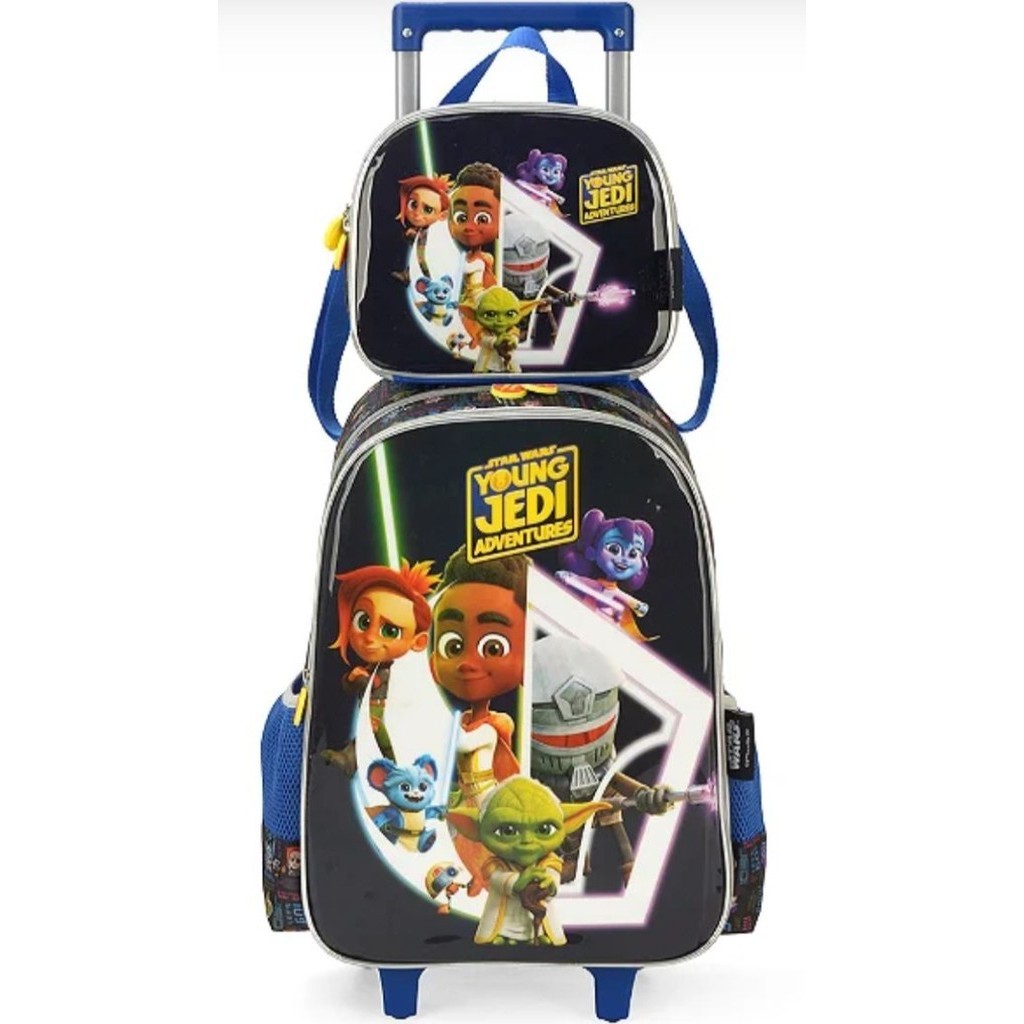 Kit Mochila de Rodinhas e Lancheira Luxcel Star Wars Azul