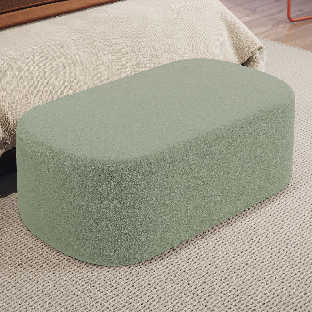 Puff Decorativo Orgânico Para Living Quarto 100cm Doha W01 Bouclê Oliva - Lyam Decor em Oferta na Shopee