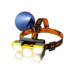 Lanterna De Cabeça 5 Leds Potentes Recarregável USB Holofote Camping Super Forte Exterior Esportes