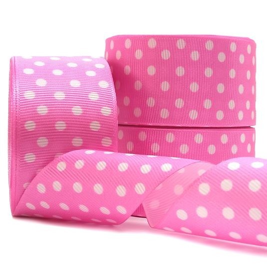 Fita de Gorgorão Rosa Poá Branco 38mm Rolo com 10 metros para Laços e Artesanato em Oferta na Shopee