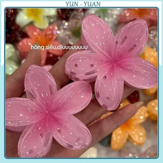[YUNYUAN] Sakura Frangipani Rosa Brilhante Clip De Cabelo Feminino Tubarão Acessório em Oferta na Shopee