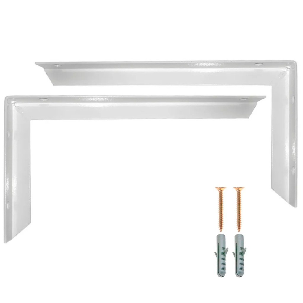 2 Suporte Mão Francesa Cantoneira Prateleira 50cm Branca