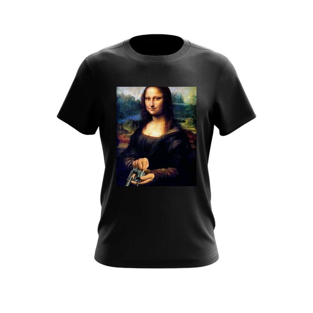 CAMISA CAMISETA MONALISA ARMADA 38 OITÃO REVOLVER MEME COUNTRY COWBOY DIREITA
