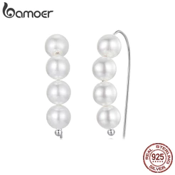 Bamoer 925 Sterling Sliver Brincos Pérola Design Joias Presentes Para Mulheres