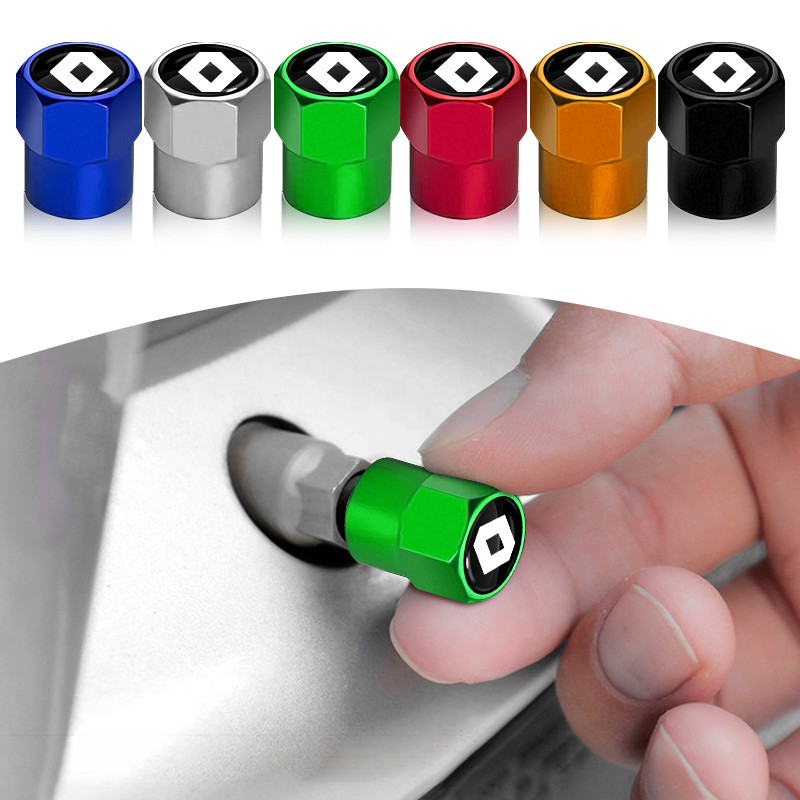 4 Pçs Tampa Da Válvula Do Carro Roda Tampas Pneu Capa Com Emblema Automático Para Renault Megane 2 3 4 Twingo Clio Talis