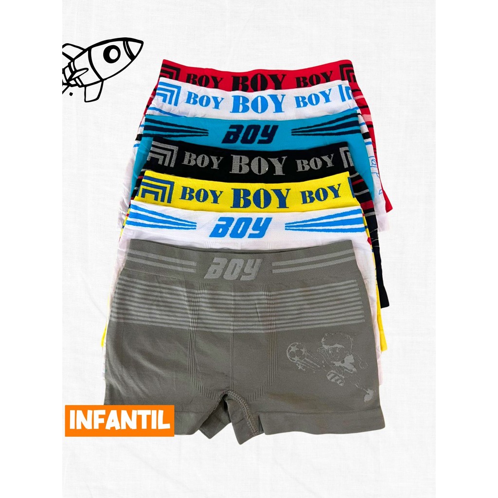 Kit 12 Cuecas Box Boxer Infantil Juvenil BOY Criança Bebê Masculino Tam 02 a 16 Anos