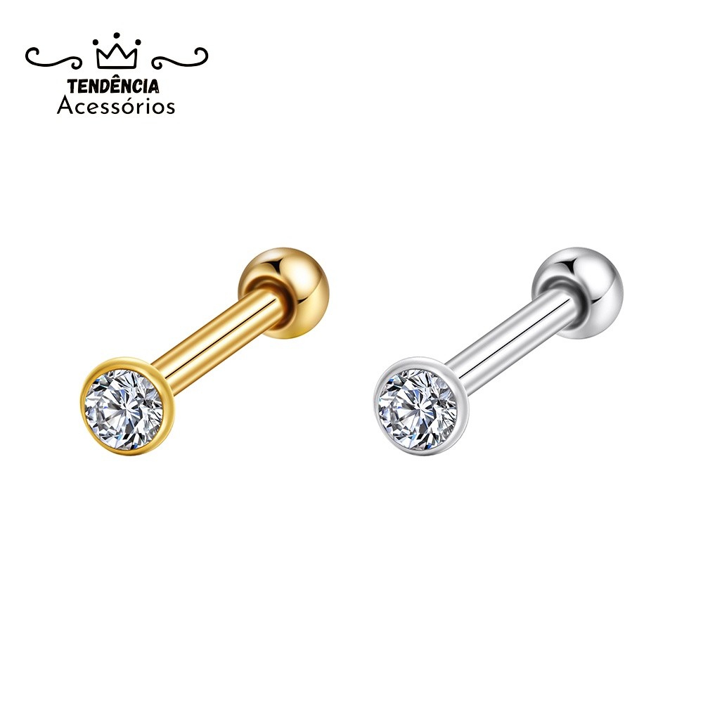 Piercing Minibarbell Australiano Aço Cirúrgico Zircônia /  Helix, Flat, Conch, Tragus, Lóbulo e Outros em Oferta na Shopee