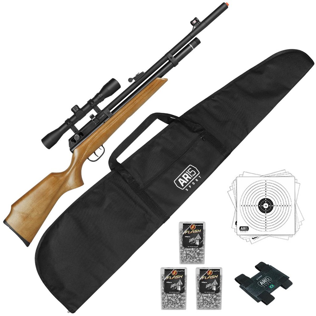 Carabina Madeira 5.5mm PCP Beeman 1331 Raider + Luneta 4x32 em Oferta na Shopee