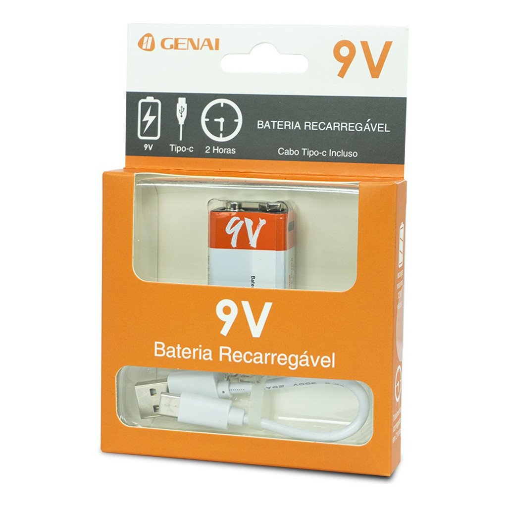 Bateria Recarregável 9v 650mah Iigenai Tipo C 5v Gn-375 em Oferta na Shopee