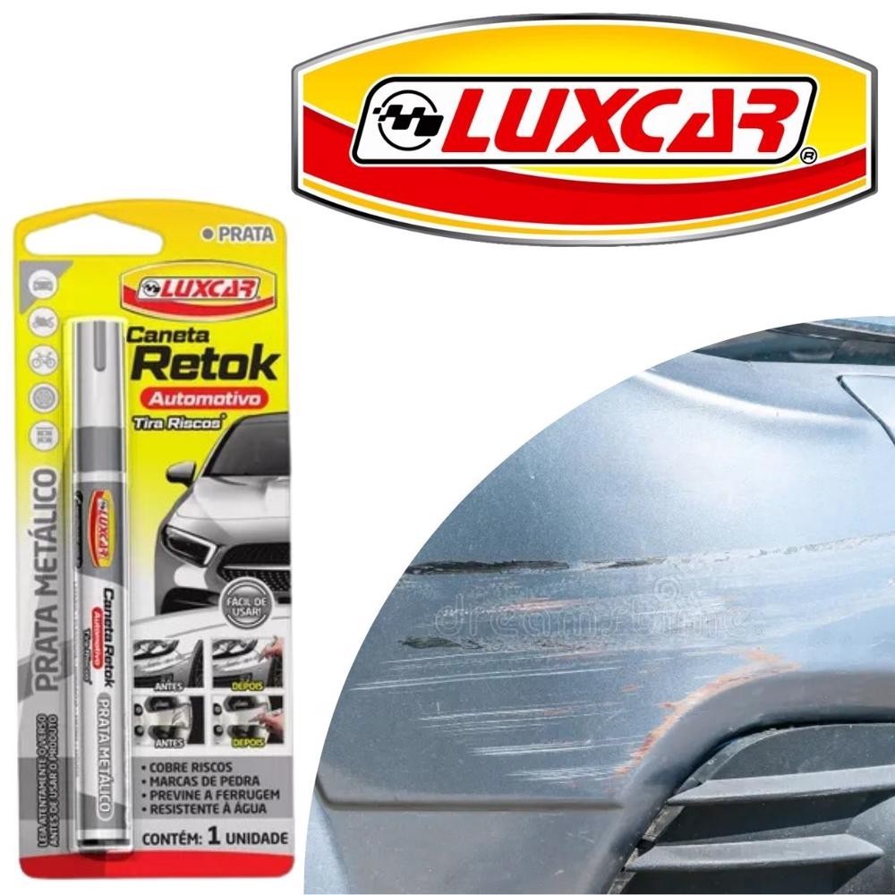 Caneta Prata Metálica Reparo Pintura Lataria Carro Moto Eletrodomésticos Tira Riscos Retoque Luxcar em Oferta na Shopee