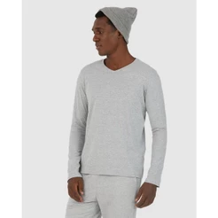 Camiseta Básica Masculina Decote V Manga Longa Em Algodão