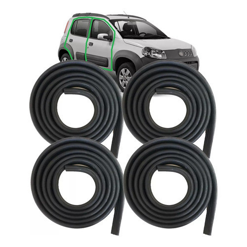 Kit 4 Borracha De Vedação Porta Fiat Uno Vivace 2011-2020
