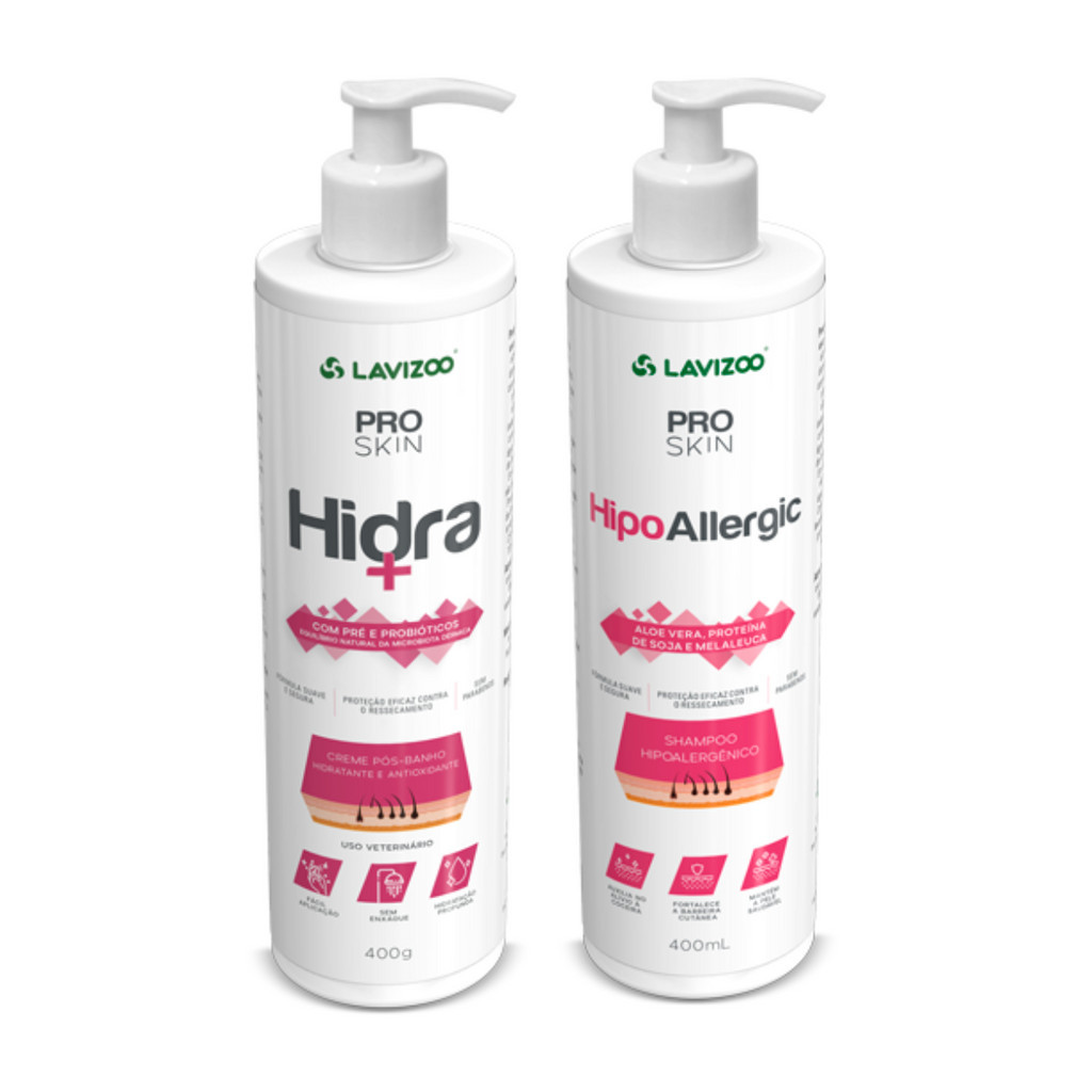 Kit Shampoo Hipoallergic e Creme Pos Banho Pet Hidra + 400ml