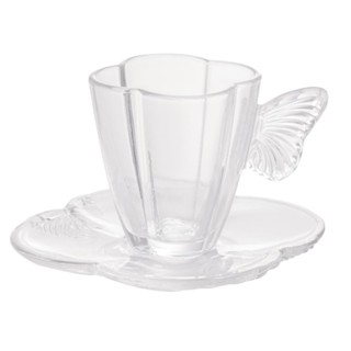 4 Xícaras Wolff de Chá de Vidro com Pires Butterfly