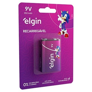 Pilha Bateria 9V Recarregável 250 Mah Blister com 1 unidade Elgin