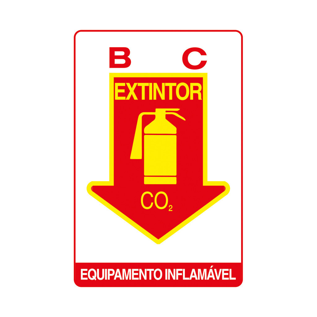 Placa De Sinalização Extintor BC CO2 Equipamento Inflamável 20x30 Qi Comunicação - X-713 Q1A