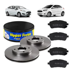 Par Disco Freio + Jogo de Pastilha Ford Ka New Fiesta 2013 2014 2015 2016 2017 2018 2019 2020