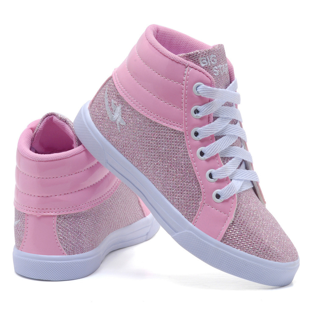 Tênis Infantil Rosa Feminino Botinha Cano Medio   19 ao 34