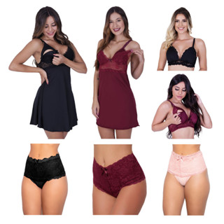 Kit Amamentação 2 Camisola + 2 Sutiã Amamentação Com Bojo ou Sem + 3 Calcinha Pós Parto em Oferta na Shopee