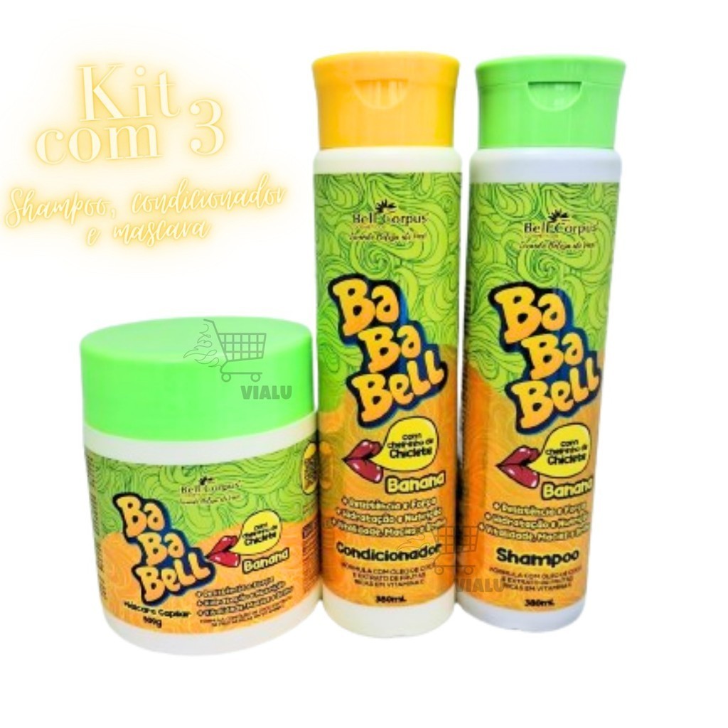 Kit capilar Bababell - Bell corpus (3 Itens) - Cheiro Chiclete de Banana Baballu