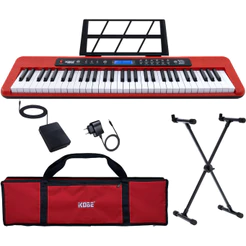 Kit Teclado Musical Kobe KB-300 5/8 61 Teclas Sensitivas ao Toque com Pedal Sustain Capa e Estante