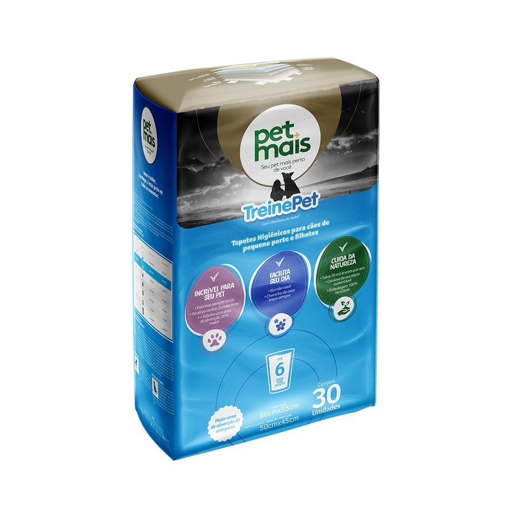 Tapete Higiênico Para Cães Treine Pet 60x55 30 unidades Petmais