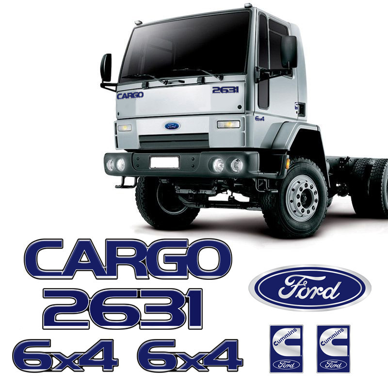 Kit Emblemas Cargo 2631 6x4 Adesivos Caminhão Ford Cummins Genérico