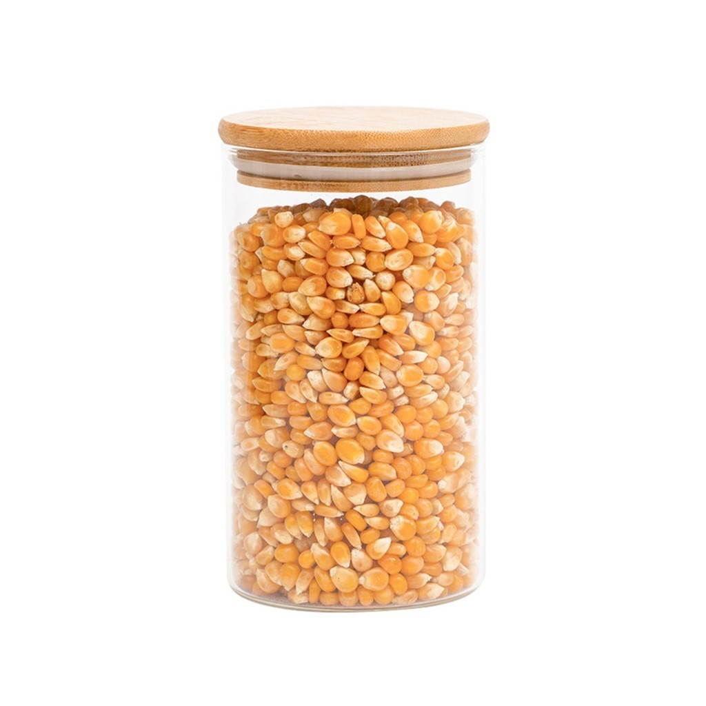 Pote de vidro 600ml com tampa de bambu hermético redondo - Tud - Home & Living