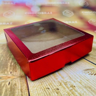 10~50 CAIXA LAMINADA C/ VISOR (16 DOCES) 4x16x16 cm VERMELHO 4685// em Oferta na Shopee