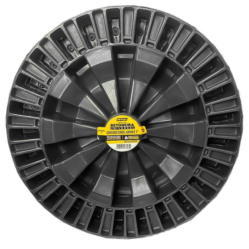 Roda Para Betoneira Universal Plástica Rígido Eixo 43mm Ou 1 Polegada Capacidade 350 KG em Oferta na Shopee