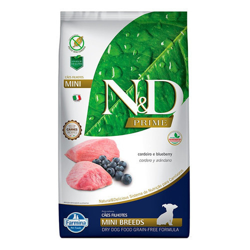 Ração N&d Prime Filhote Mini Cordeiro E Blueberry 10,1kg