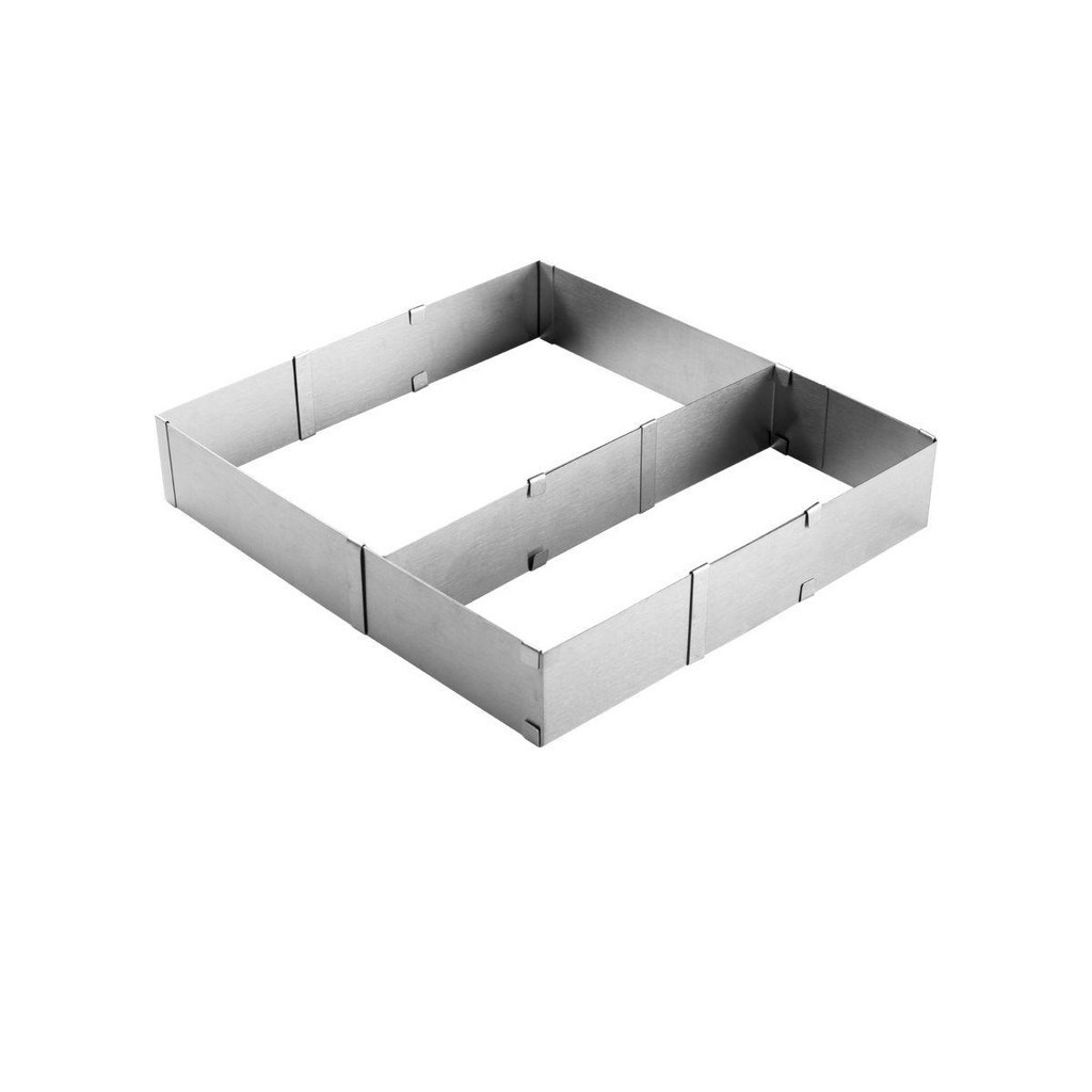 Molde Cortador Inox Ajustavel Quadrado e Retangular para Receitas Culinarias Cromus Allonsy